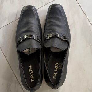 Prada Men's Black Leather Slip-On Loafers